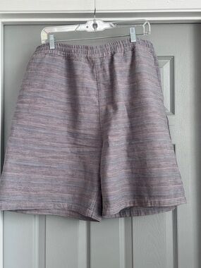 Men's Flat Front Lavender Stripe Elastic-Waist Shorts
